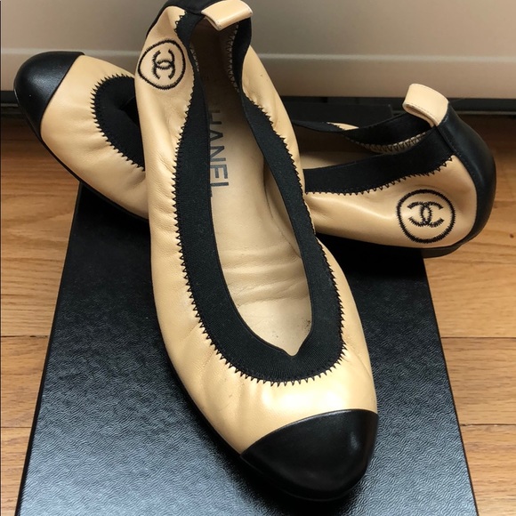 CHANEL Shoes - 100% Authentic Chanel Stretch Slip On Ballet Flats